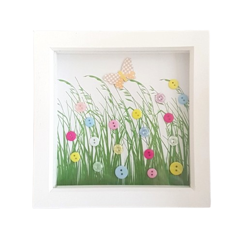 Unique gifts for women | Meadow flowers button art picture