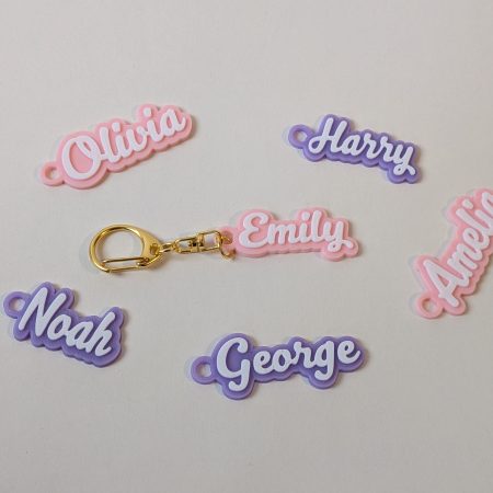 Personalised 3D Printed 2 Colour Name Keyring - Custom Name Keychain Gift Party Wedding