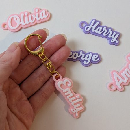 Personalised 3D Printed 2 Colour Name Keyring - Custom Name Keychain Gift Party Wedding