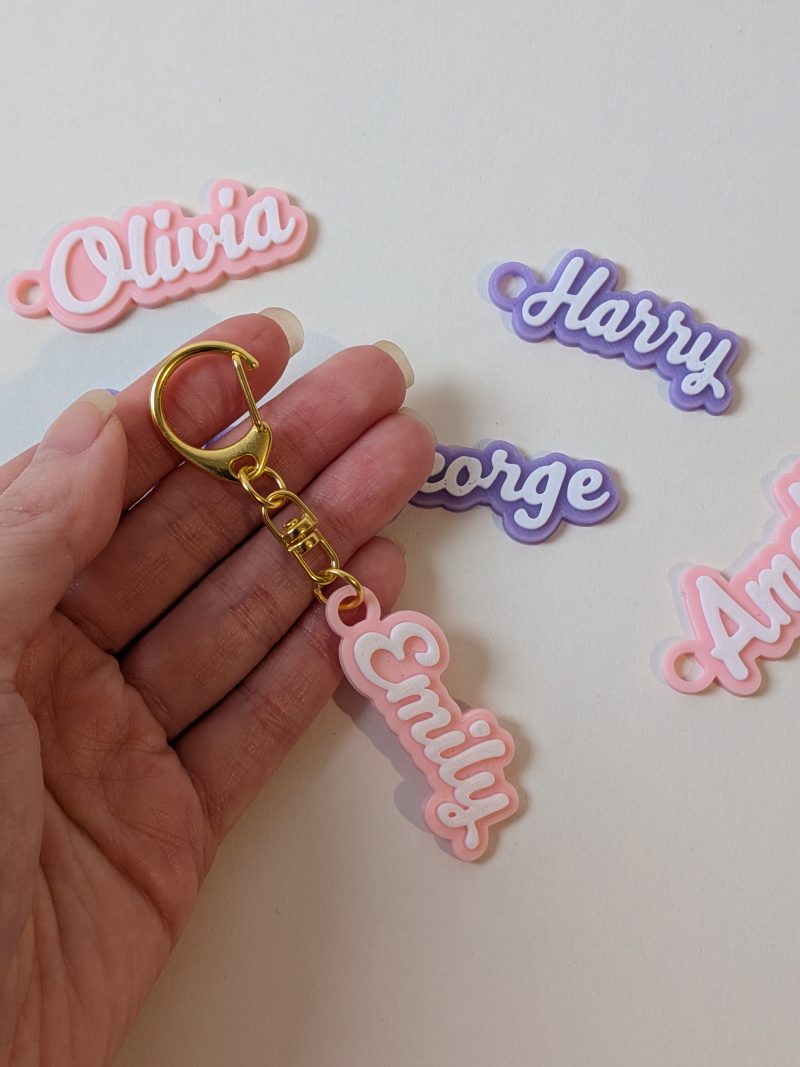 Personalised 3D Printed 2 Colour Name Keyring - Custom Name Keychain Gift Party Wedding