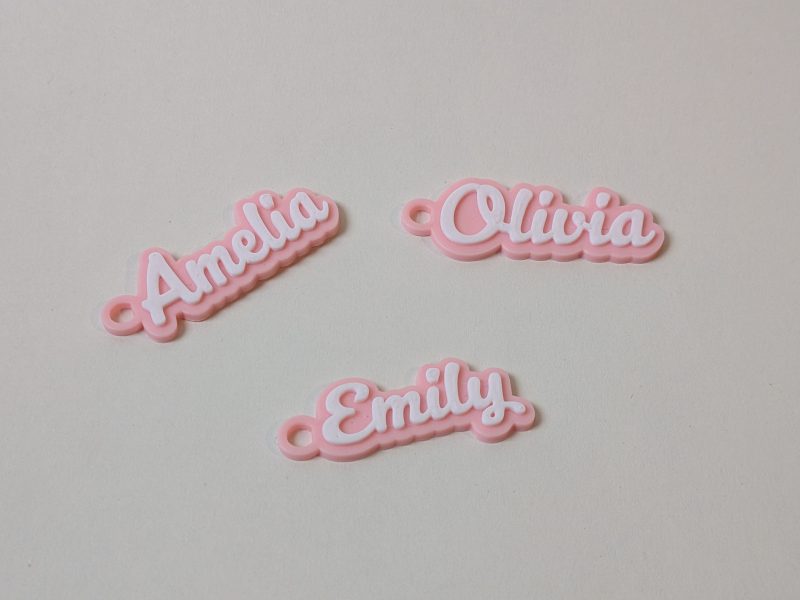 Personalised 3D Printed 2 Colour Name Keyring - Custom Name Keychain Gift Party Wedding