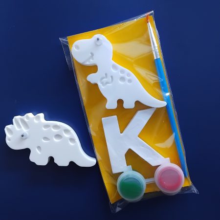 Paint Your Own Plaster Dino and Initial,Dino Party Bag Filler,Kids Party Activity 🦕