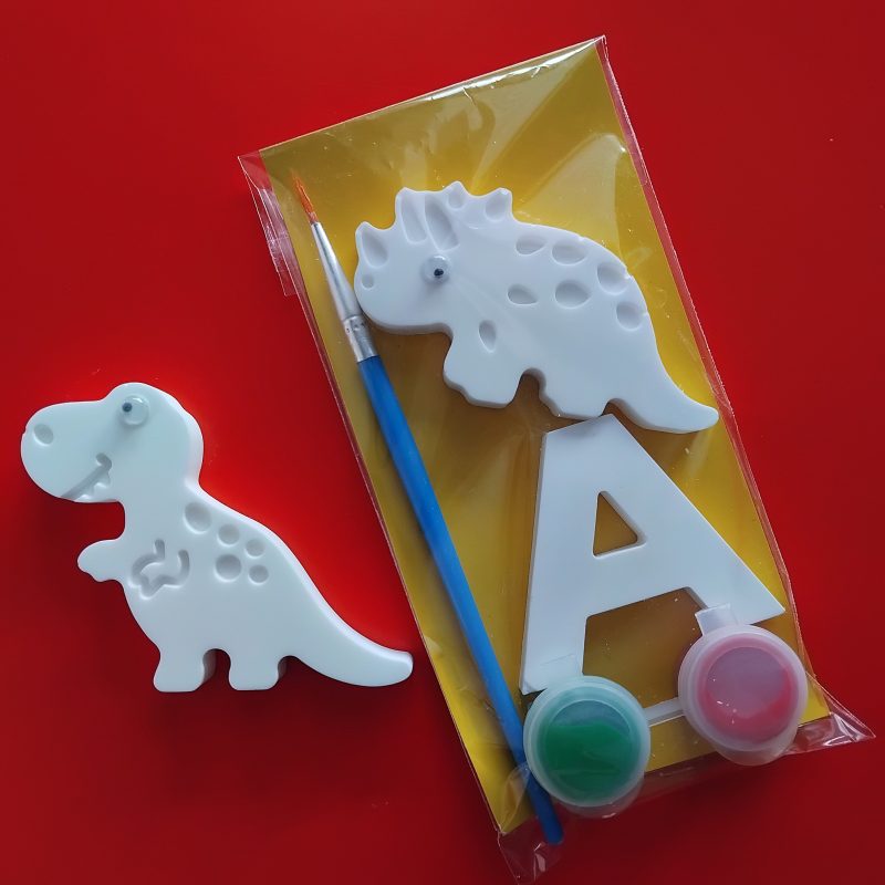 Paint Your Own Plaster Dino and Initial,Dino Party Bag Filler,Kids Party Activity 🦕