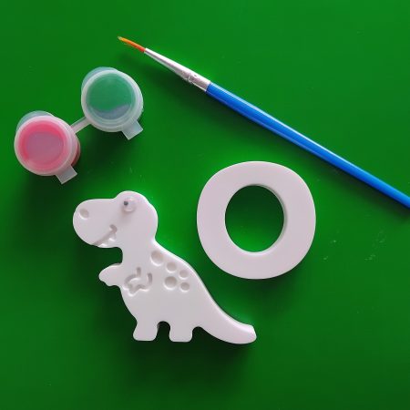 Paint Your Own Plaster Dino and Initial,Dino Party Bag Filler,Kids Party Activity 🦕