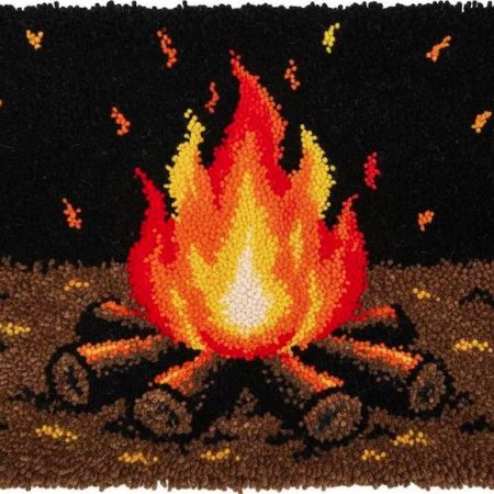 Rug Making Latch Hooking Kit | Campfire (87x61cm Printed Canvas) “NEW”