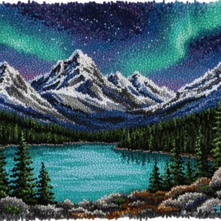 Rug Making Latch Hooking Kit | Aurora Night (87x61cm Printed Canvas) “NEW”