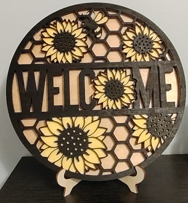 Multi- Layered Floral Welcome Sign