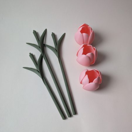 Mother's Day Gift 3D Printed Pink Tulips Bouquet Perfect Gift Home Decor Set of 3 Tulips