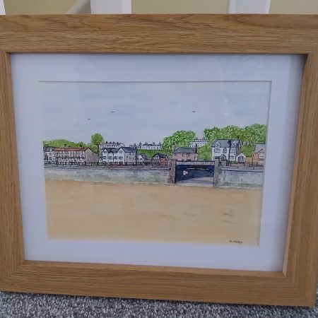 Filey Beach and Seafront original framed watercolour, 10x8 inches
