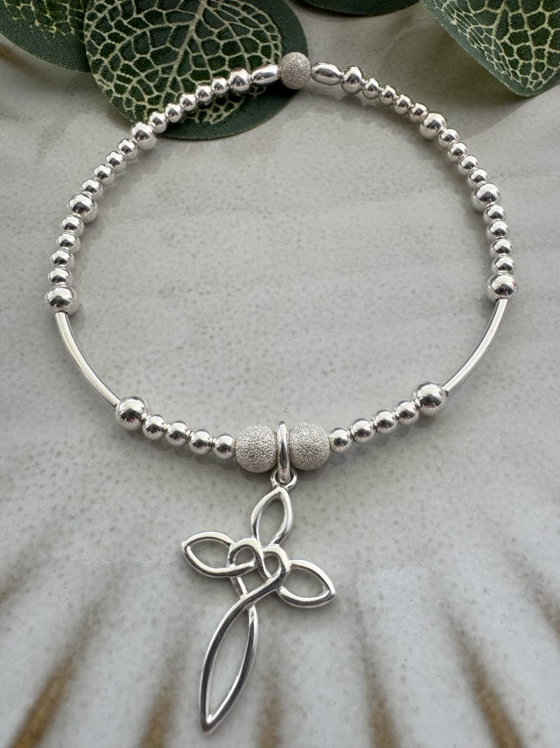 Sterling Silver Stacking Bracelet with Infinity Cross