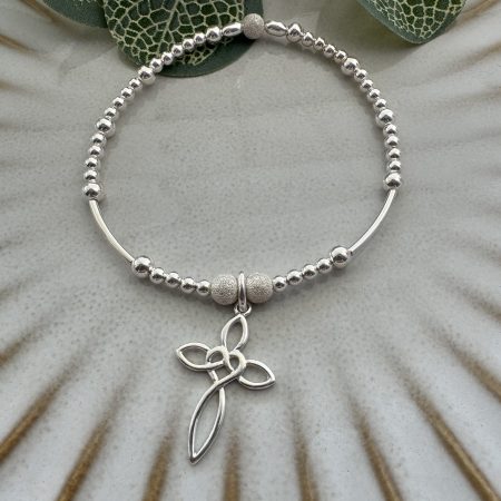 Sterling Silver Stacking Bracelet with Infinity Cross