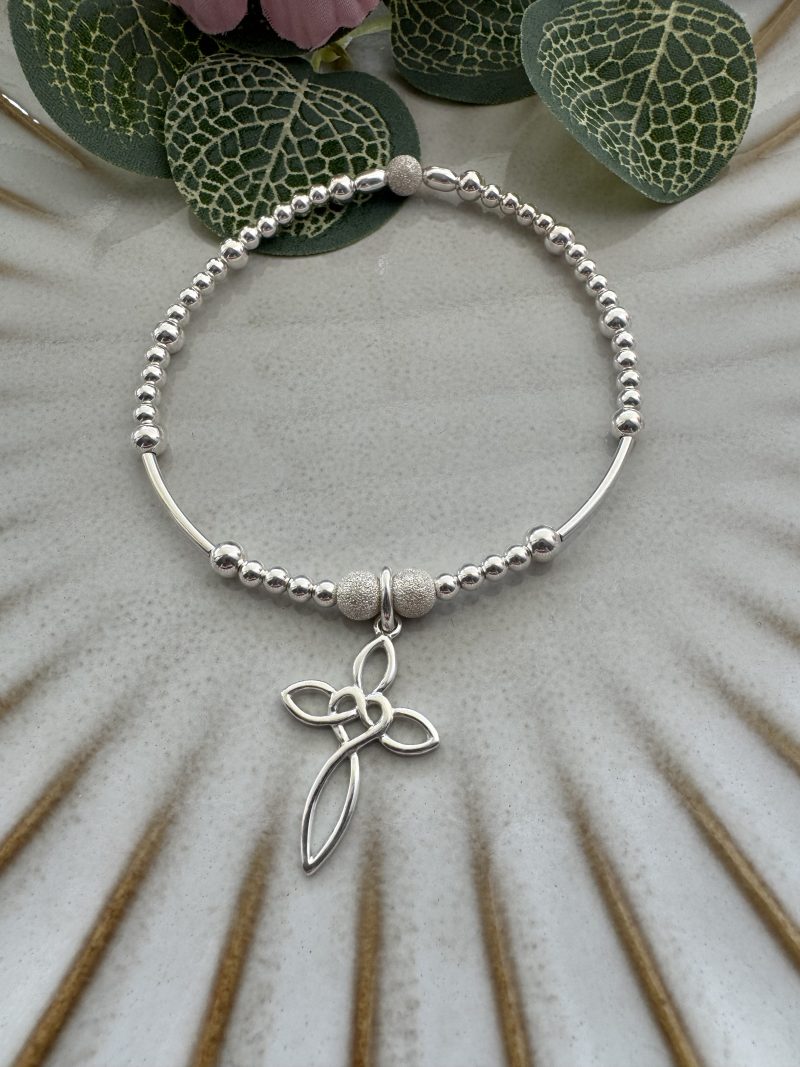 Sterling Silver Stacking Bracelet with Infinity Cross