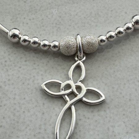 Sterling Silver Stacking Bracelet with Infinity Cross