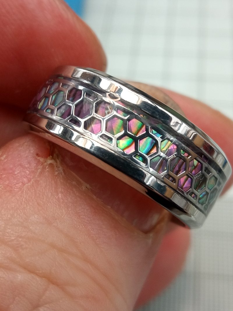 Abalone Honeycomb custom ring UK handmade Size 8