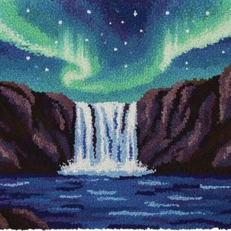 Rug Making Latch Hooking Kit | Aurora Waterfalls (102x69cm Printed Canvas) “NEW”