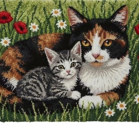 Rug Making Latch Hooking Kit | Two Cats (102x69cm Printed Canvas) “NEW”