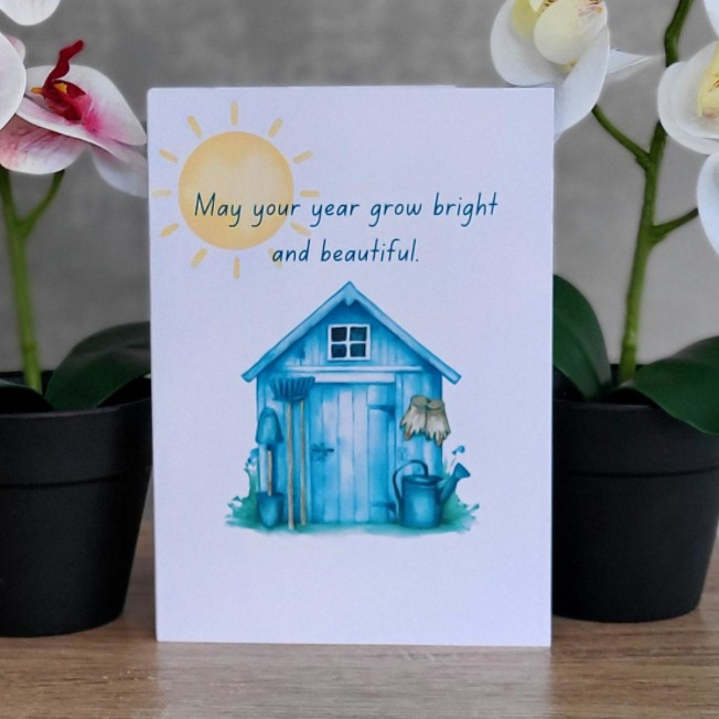 Personalised Happy Birthday Gardening Shed Greeting Card, 5x7