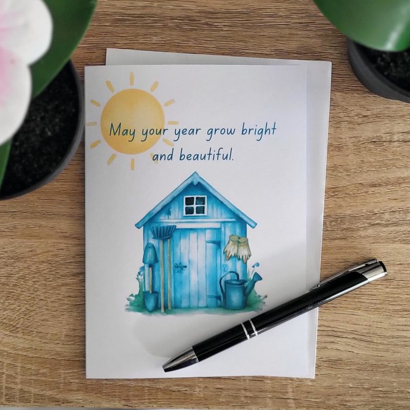 Personalised Happy Birthday Gardening Shed Greeting Card, 5x7
