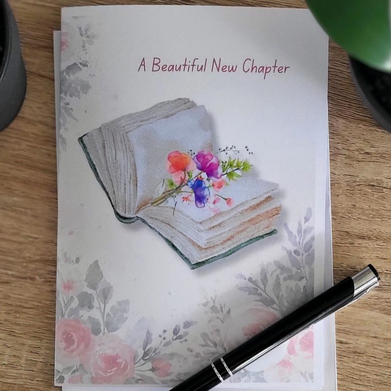 Personalised Book and Flowers Birthday Greeting Card, 5x7