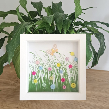 Unique gifts for women | Meadow flowers button art picture