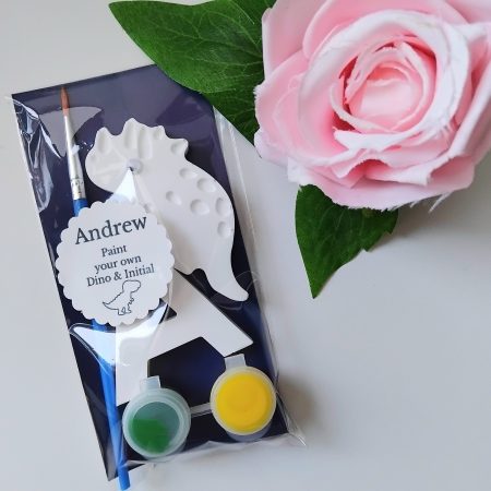 Paint Your Own Plaster Dino and Initial,Dino Party Bag Filler,Kids Party Activity 🦕