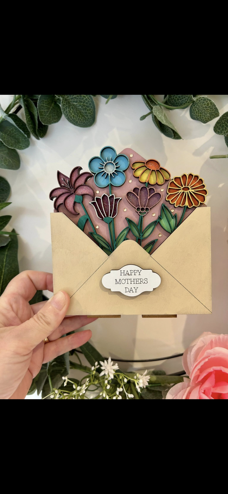 Handpainted Flowers Envelope