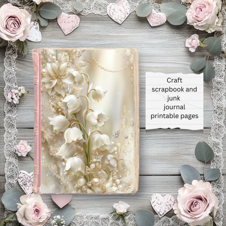 Snowdrop Floral Digital Paper Pack – Vintage Printable Backgrounds for Junk Journals & Card Making