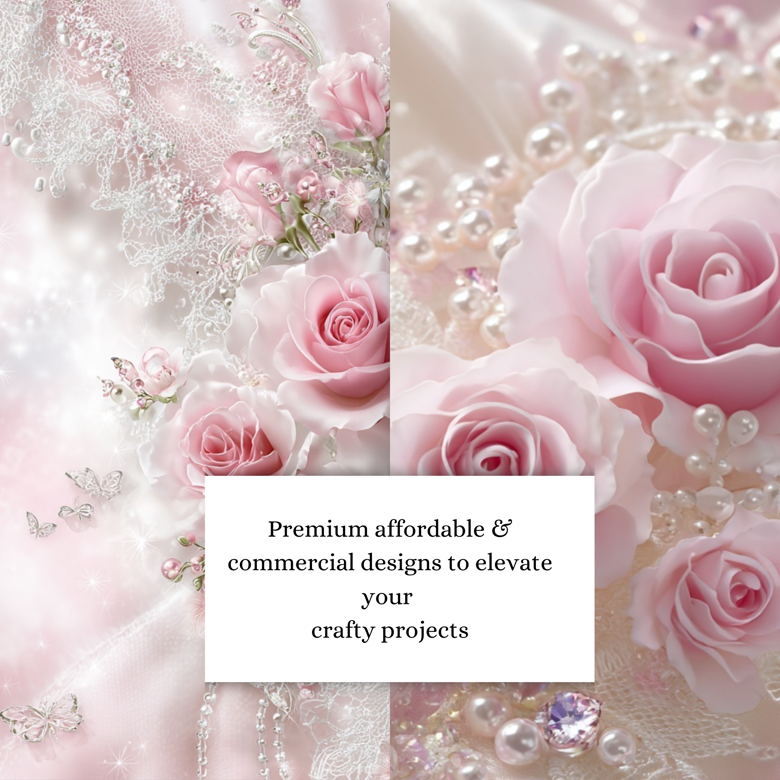 Rose Whispers Digital Paper Pack – 16 Printable Floral Backgrounds for Junk Journals & Card Making