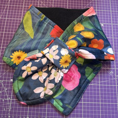 Floral Scarf made from plush velour fabric and anti pill polar fleece