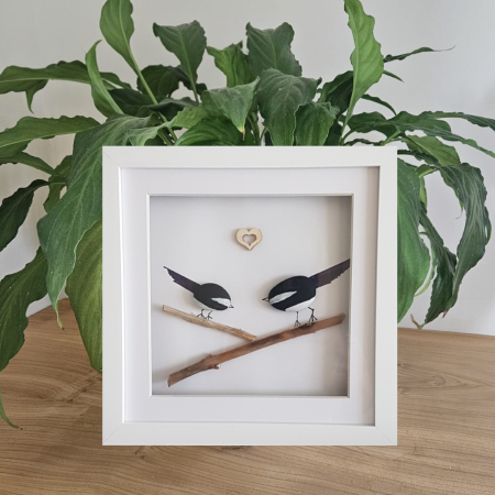 Magpies pebble picture l Magpie related gifts