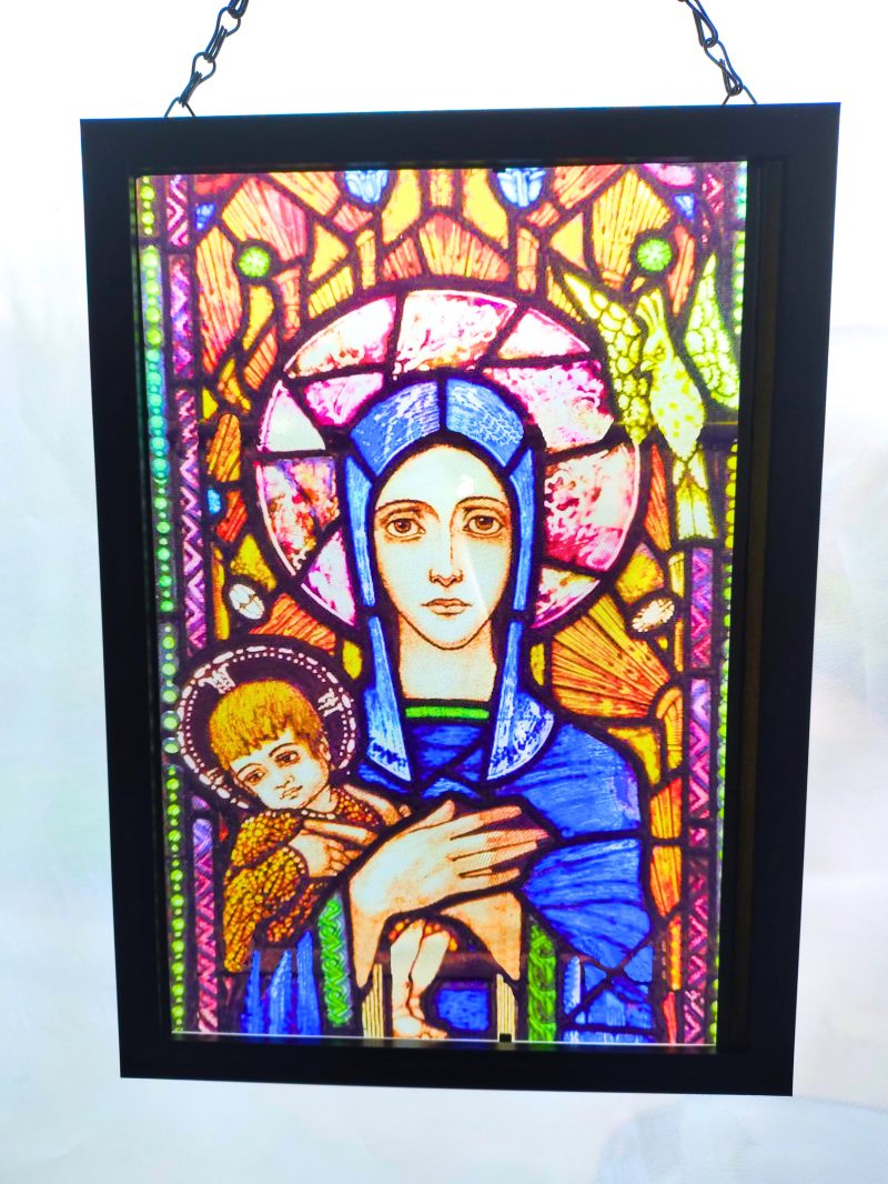 Mary & Baby Jesus Stained Glass Effect Panel