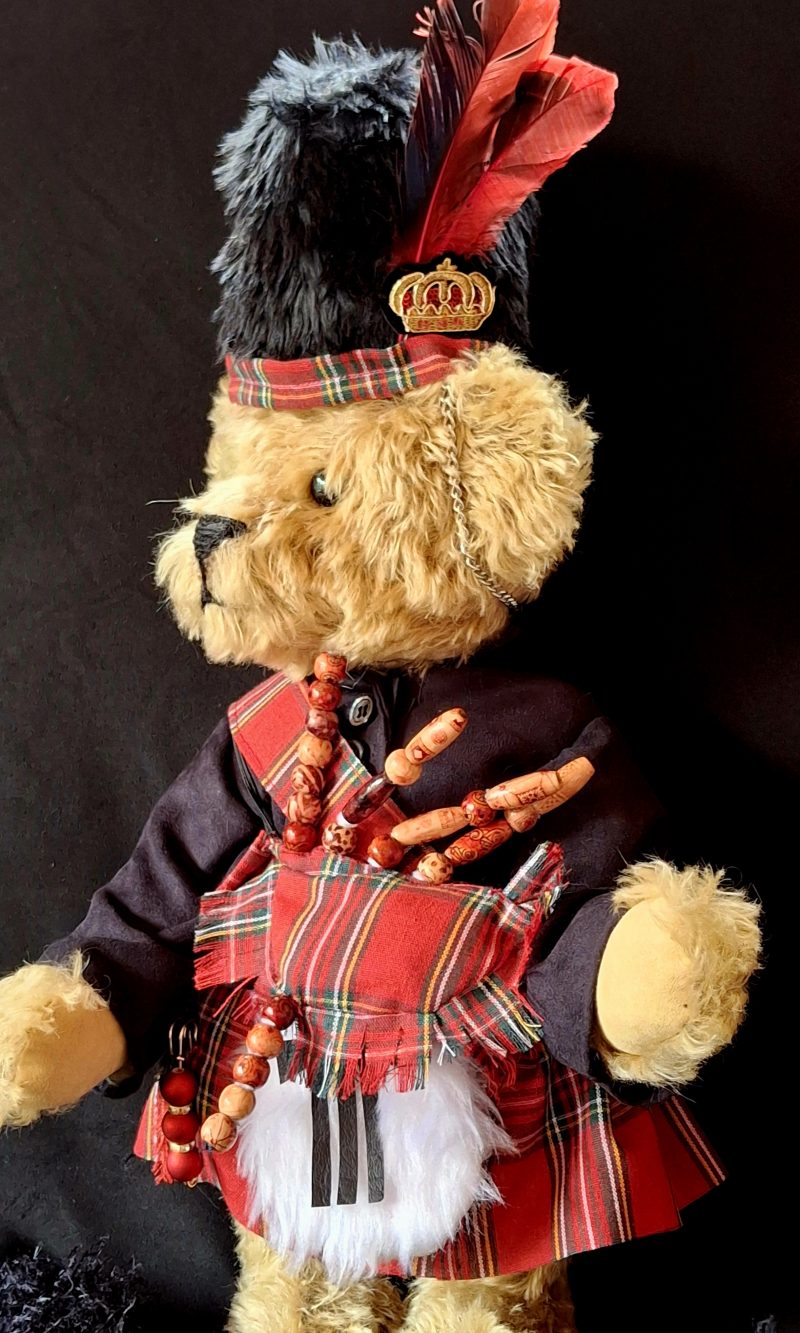 Hand-sewn mohair Teddy Bear named Hamish McSnuggles