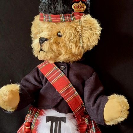 Hand-sewn mohair Teddy Bear named Hamish McSnuggles
