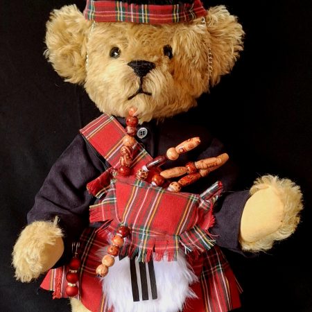 Hand-sewn mohair Teddy Bear named Hamish McSnuggles