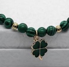 Green Lucky Clover Beaded Stretch Bracelet