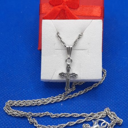 Handmade silver plated Cross and chain