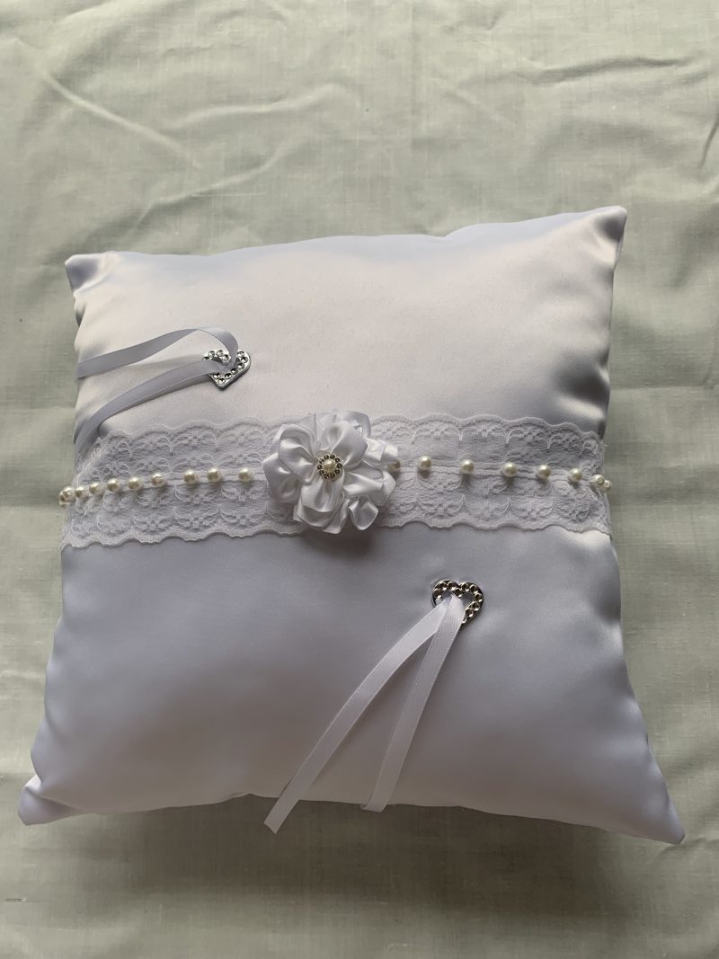 Handmade Satin Ring Bearer Cushion with Custom Flowers, 30 cm