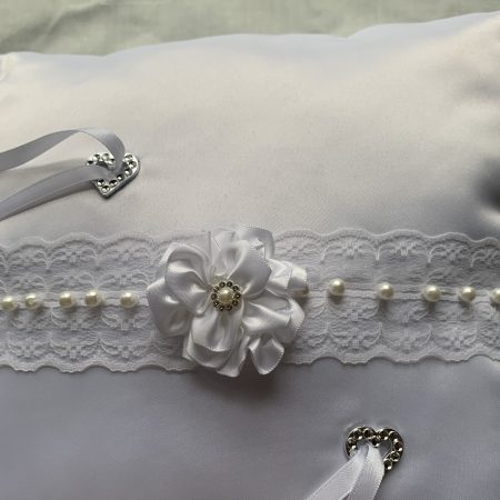 Handmade Satin Ring Bearer Cushion with Custom Flowers, 30 cm