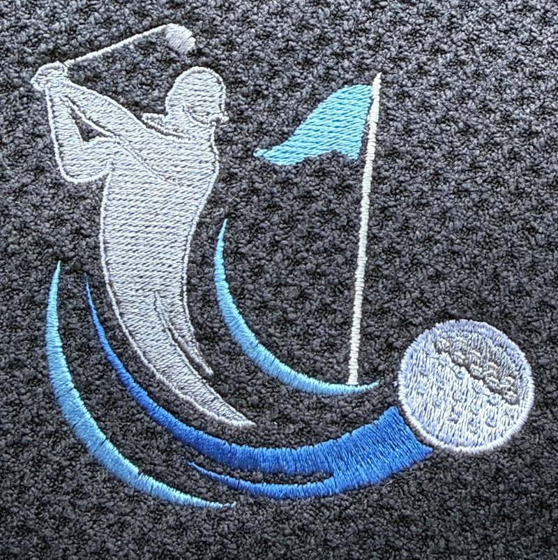 Black Embroidered Waffle Golf Towel