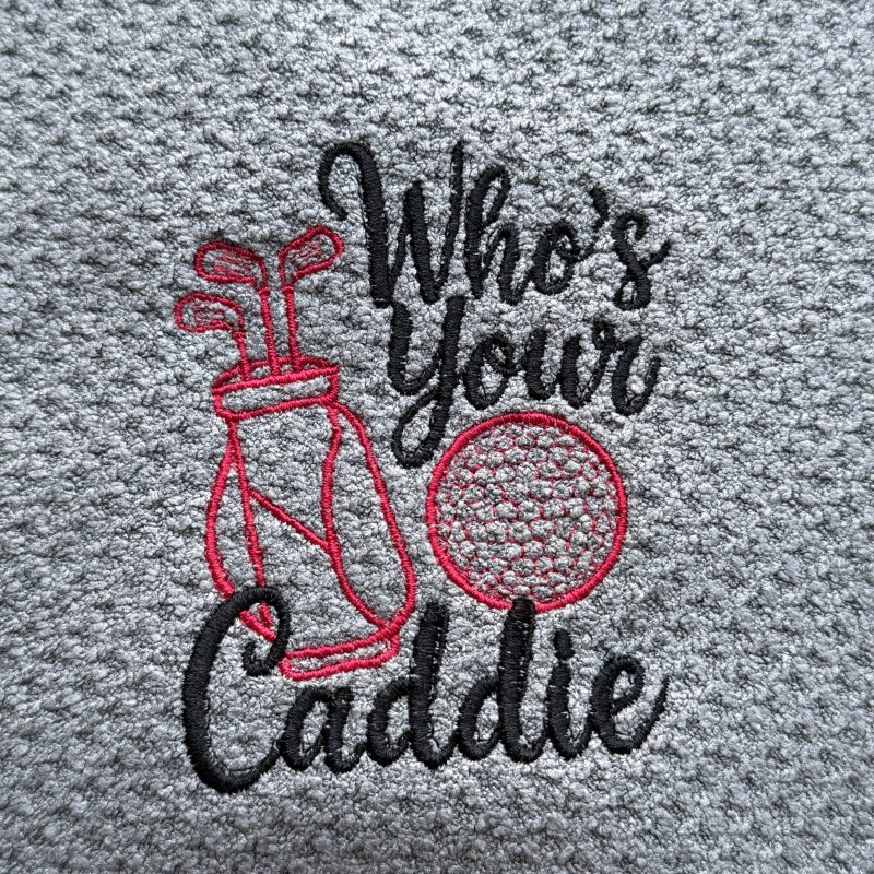 Grey Embroidered Waffle Golf Towel