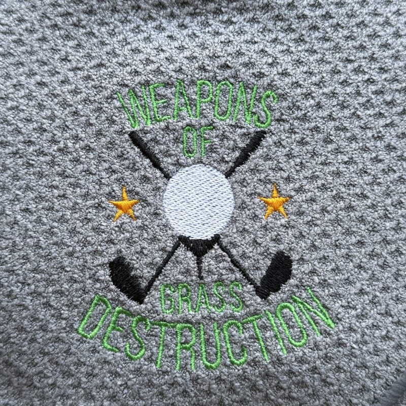 Grey Embroidered Waffle Golf Towel