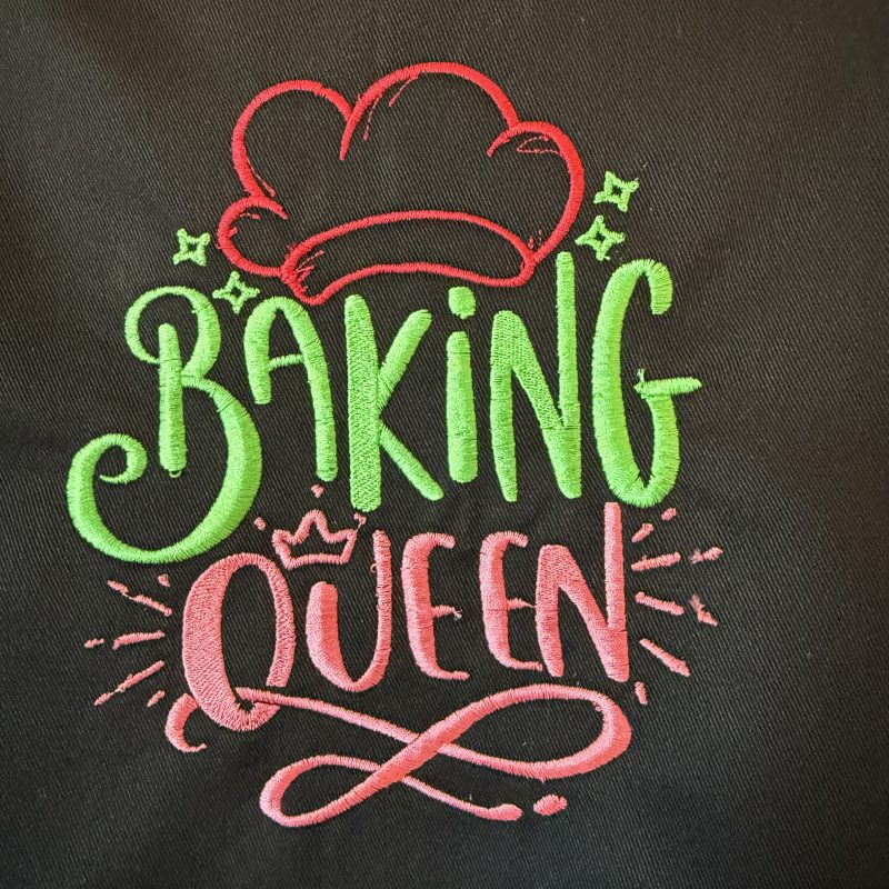 Embroidered Black Apron