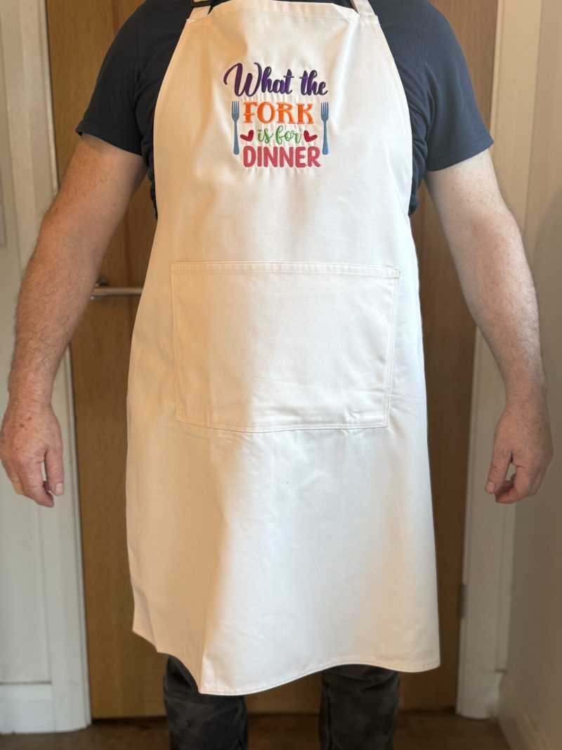 Embroidered Natural Apron