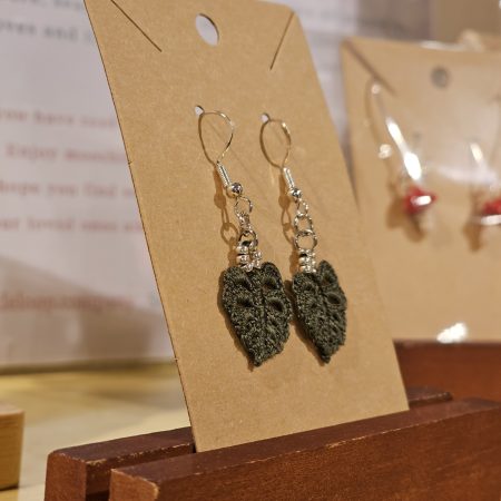 Monstera Beaded Micro Crochet Earrings