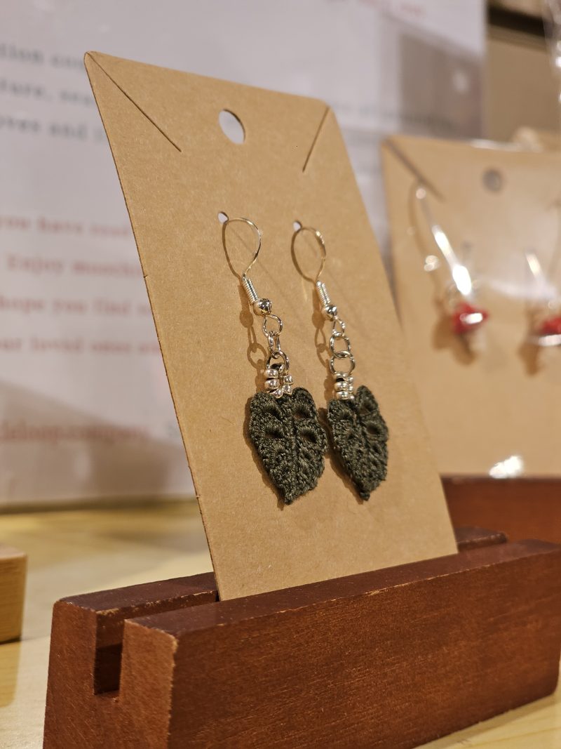 Monstera Beaded Micro Crochet Earrings