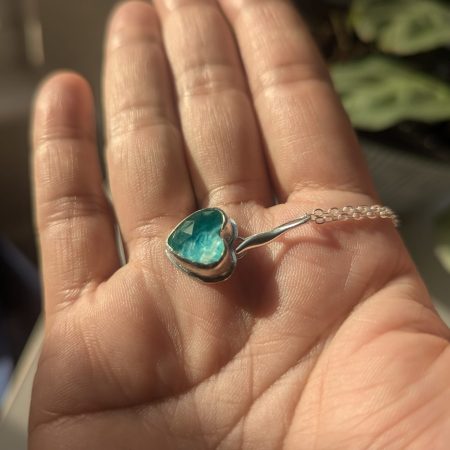 Handmade Amazonite and Rose-Cut Quartz Pendant in Silver