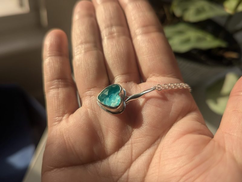 Handmade Amazonite and Rose-Cut Quartz Pendant in Silver