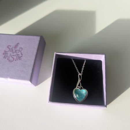 Handmade Amazonite and Rose-Cut Quartz Pendant in Silver
