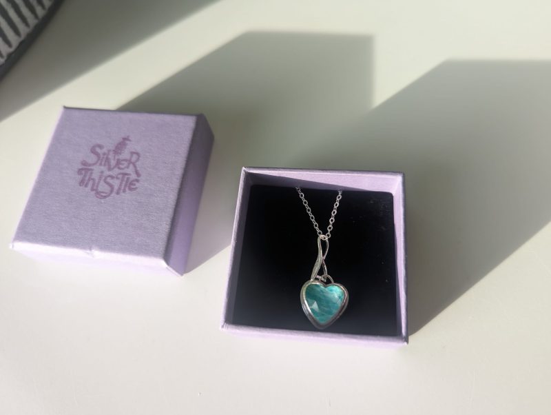 Handmade Amazonite and Rose-Cut Quartz Pendant in Silver