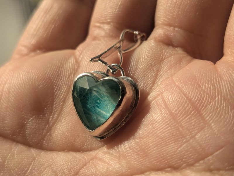 Handmade Amazonite and Rose-Cut Quartz Pendant in Silver
